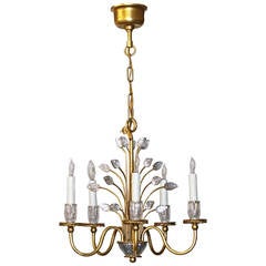 Baguès Style French Five-Light Floral Crystal Chandelier