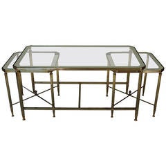 Italian Brass Cocktail Nesting Table Set