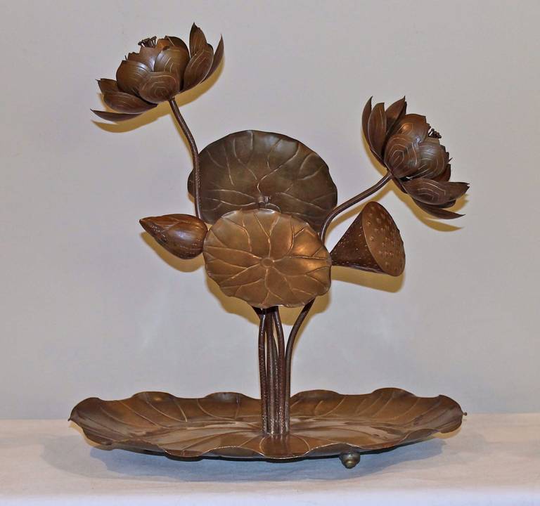 Large Brass Lotus Flower Centerpeice 4