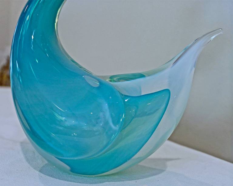 Mid-20th Century Large Seguso Murano, Aqua Blue Swan Figurine