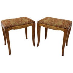 Pair of Tall French Wood Benches