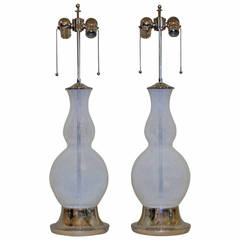 Pair of Murano Opalescent Glass Lamps