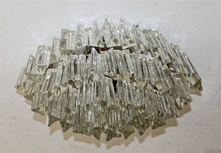 Oval Camer Glass Italian, Triedi Crystal Prism Flush Mount Chandelier 2