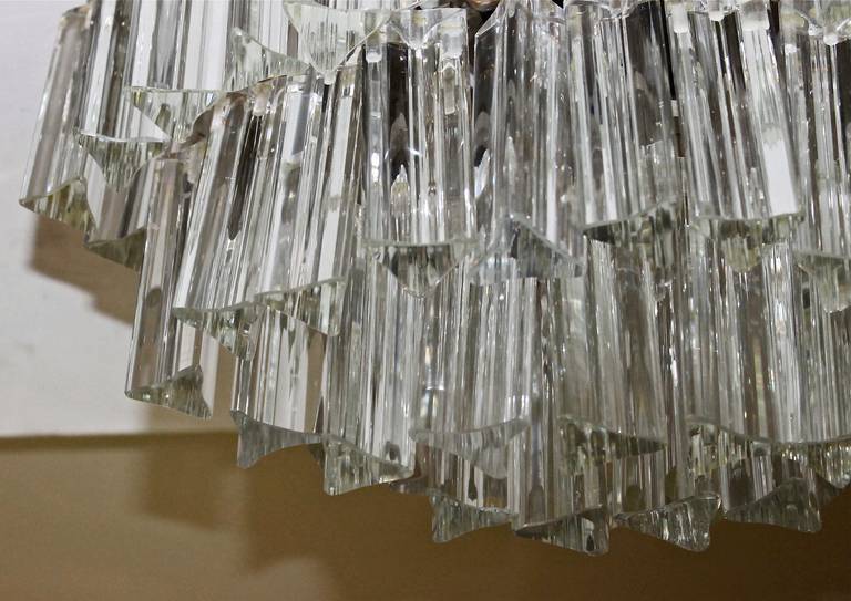 Oval Camer Glass Italian, Triedi Crystal Prism Flush Mount Chandelier 6