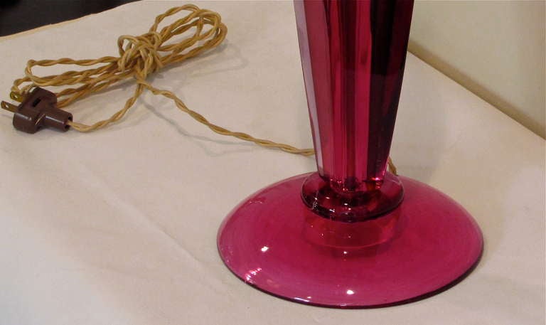 Flavio Poli Murano Cranberry Colour Table Lamp 2