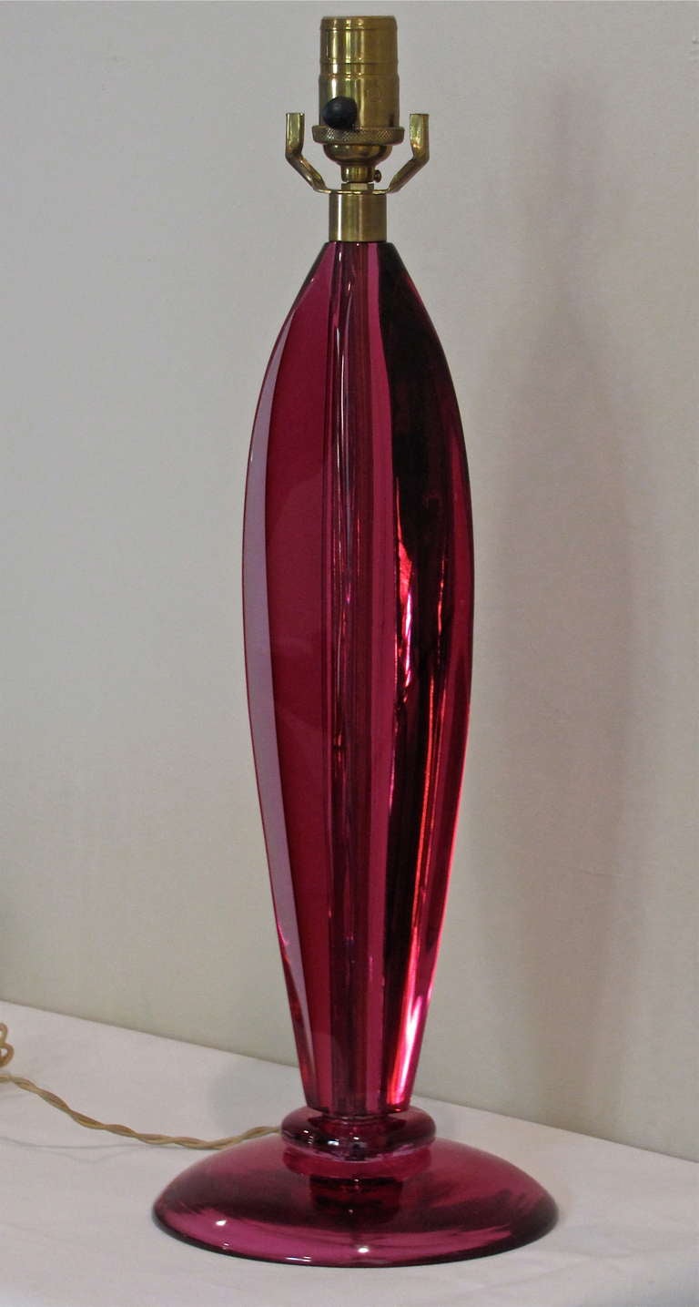 Italian Flavio Poli Murano Cranberry Colour Table Lamp