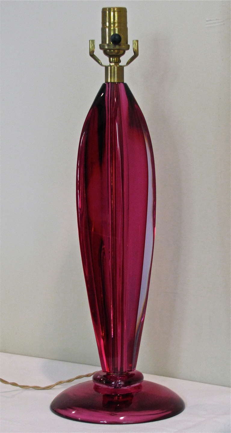 Blown Glass Flavio Poli Murano Cranberry Colour Table Lamp