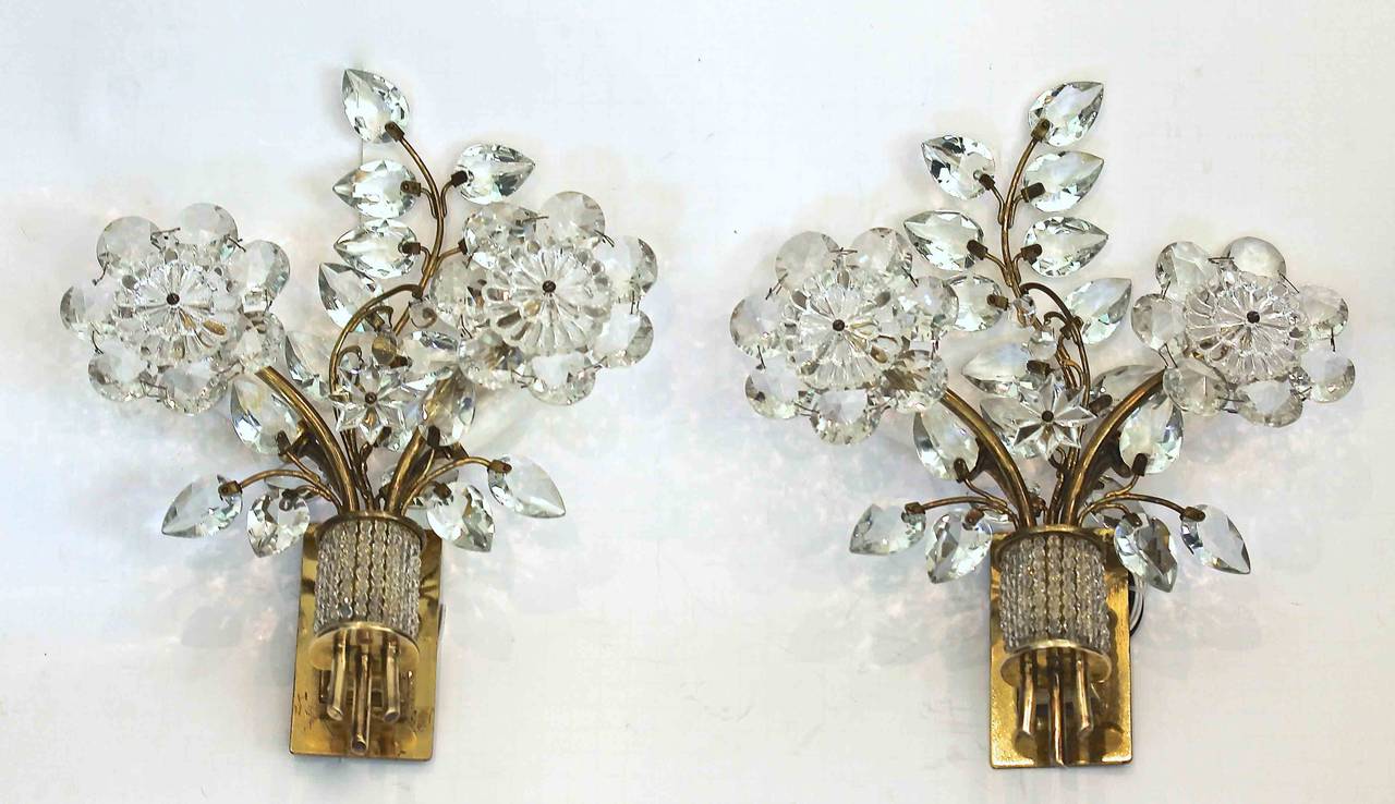 Pair of Floral Lobmeyr Wall Sconces by 