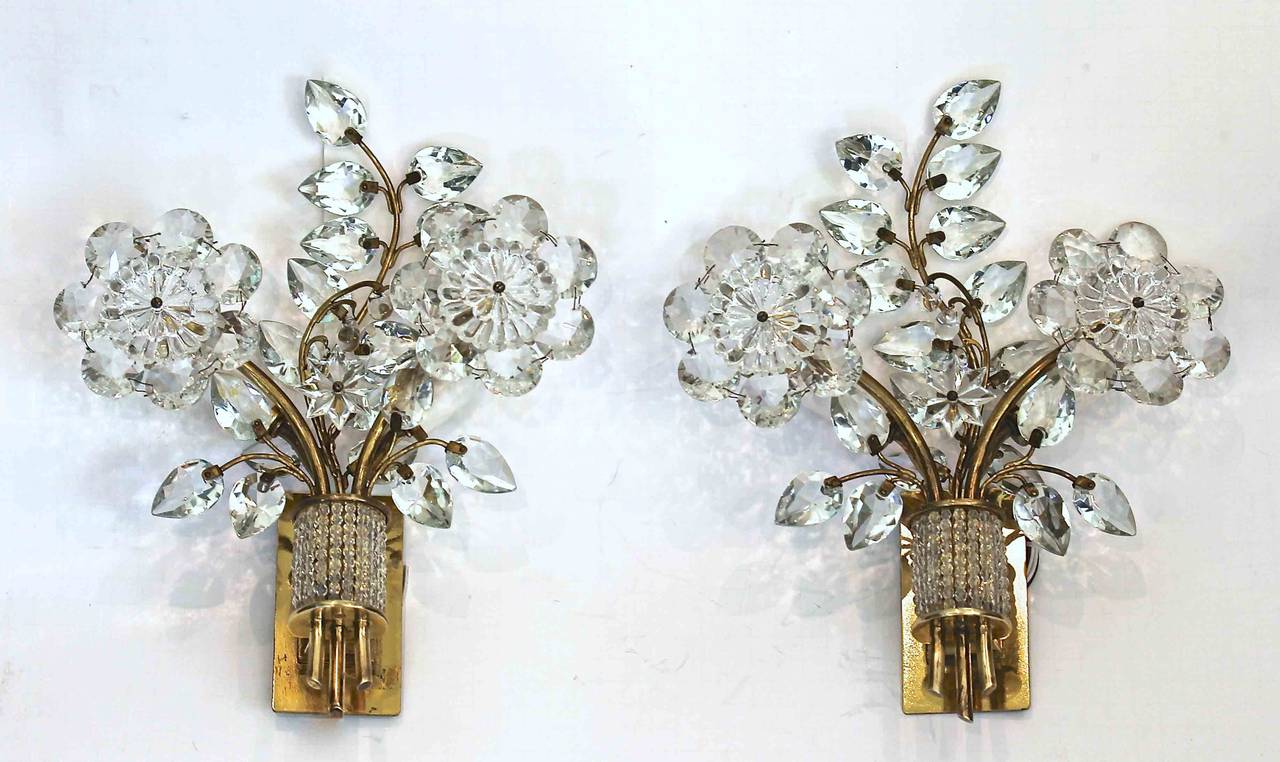 Pair of Floral Lobmeyr Wall Sconces by 