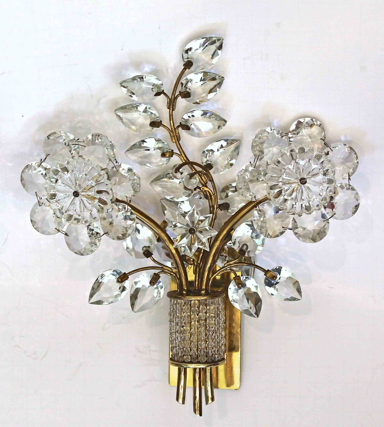 Austrian Pair of Floral Lobmeyr Wall Sconces by 