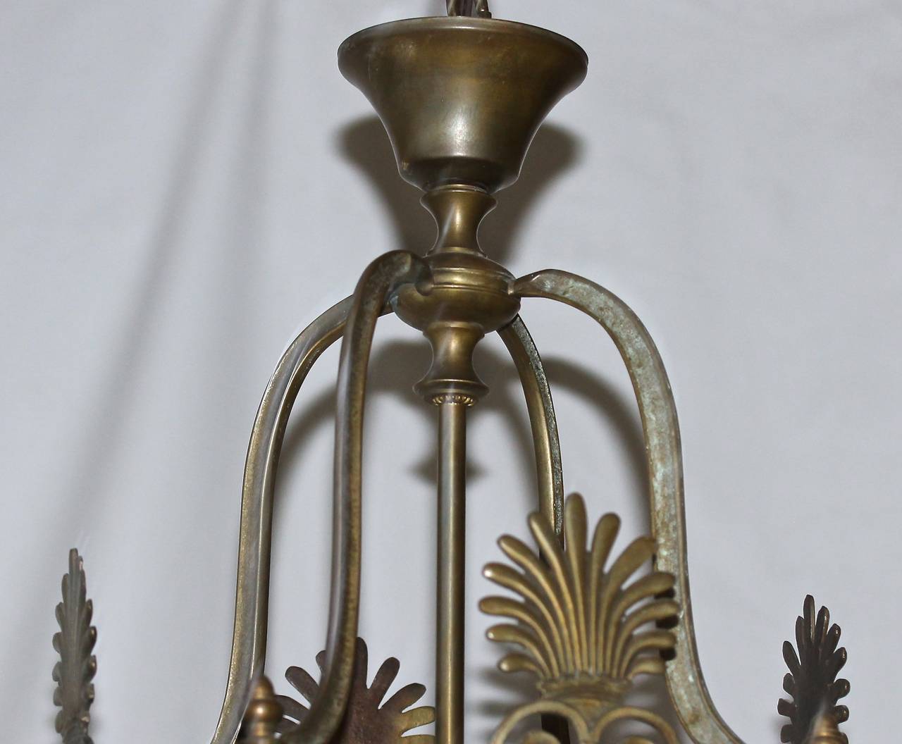 Large Italian Neoclassic Bronze Hall Lantern Pendant Light 1