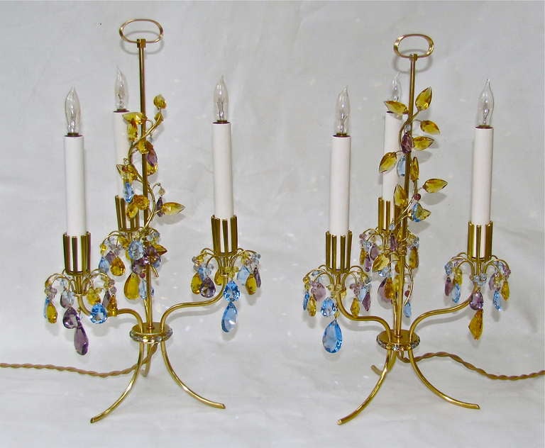 Brass Rare Pair of Lobmeyr Haerdtl Table Lamps For Sale