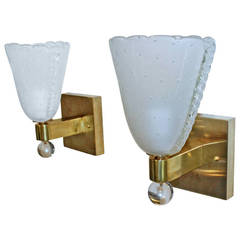 Pair of Murano Satin Control Bubble Wall Sconces