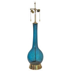 Large Marbro Swedish Teal Glass Table Lamp