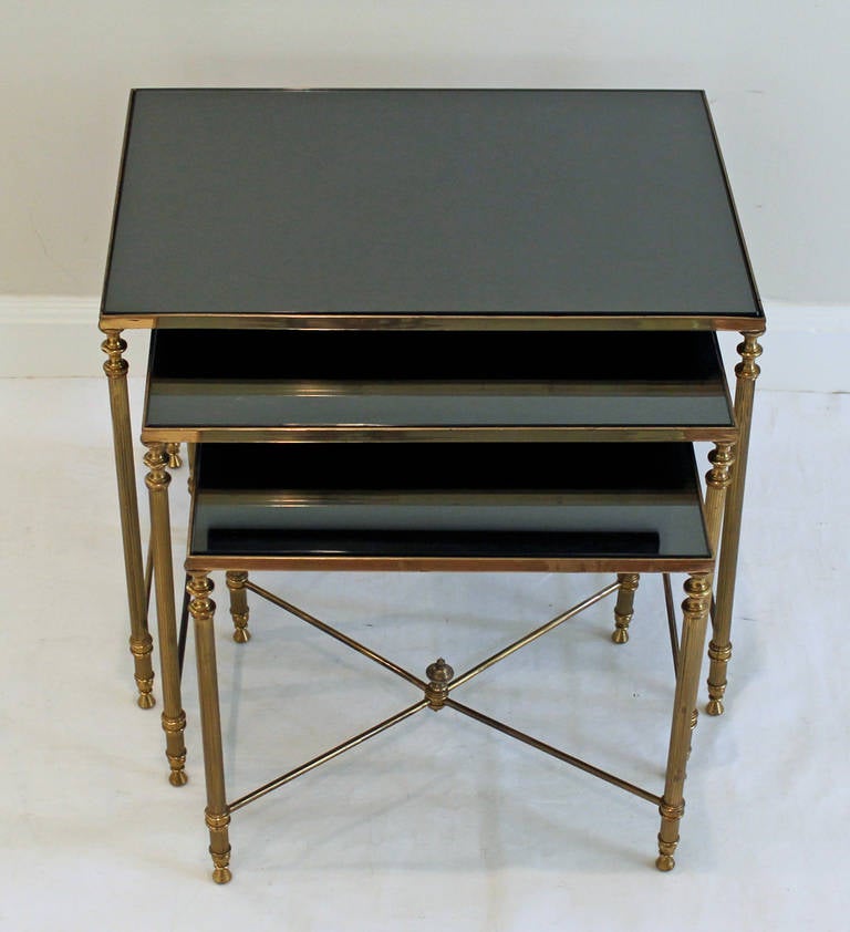 Trio French Brass Nesting Tables