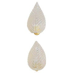 Pair Barovier 
Toso Glass Leaf Wall Sconces