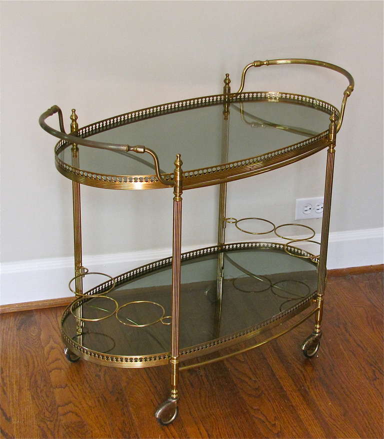 Large French Brass Bar Cart 1