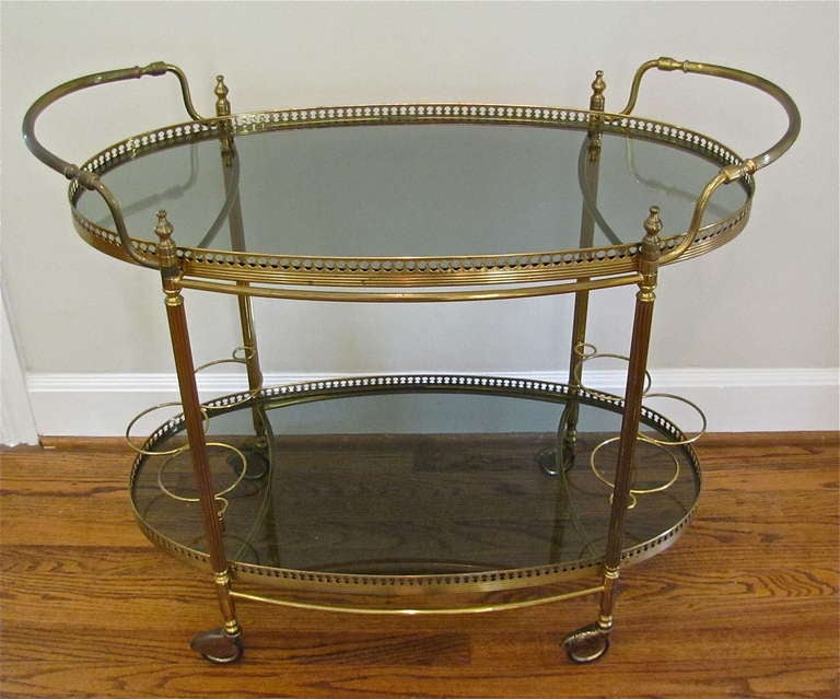 Mid-20th Century Large French Brass Bar Cart