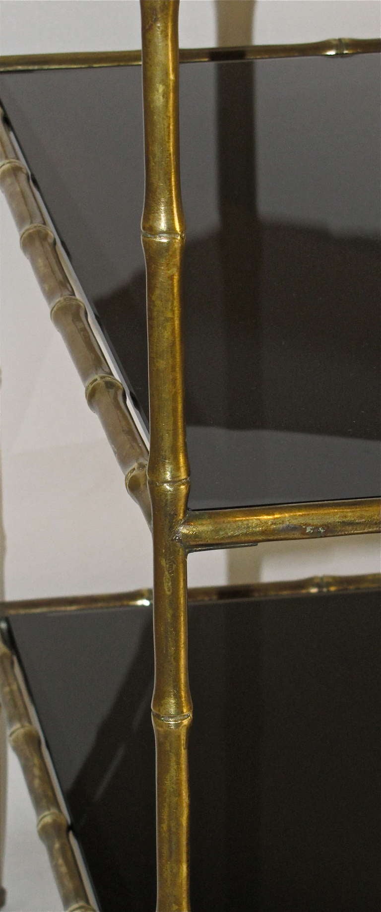 Mid-20th Century French Bagues Style Faux Bronze Bamboo Side End Table