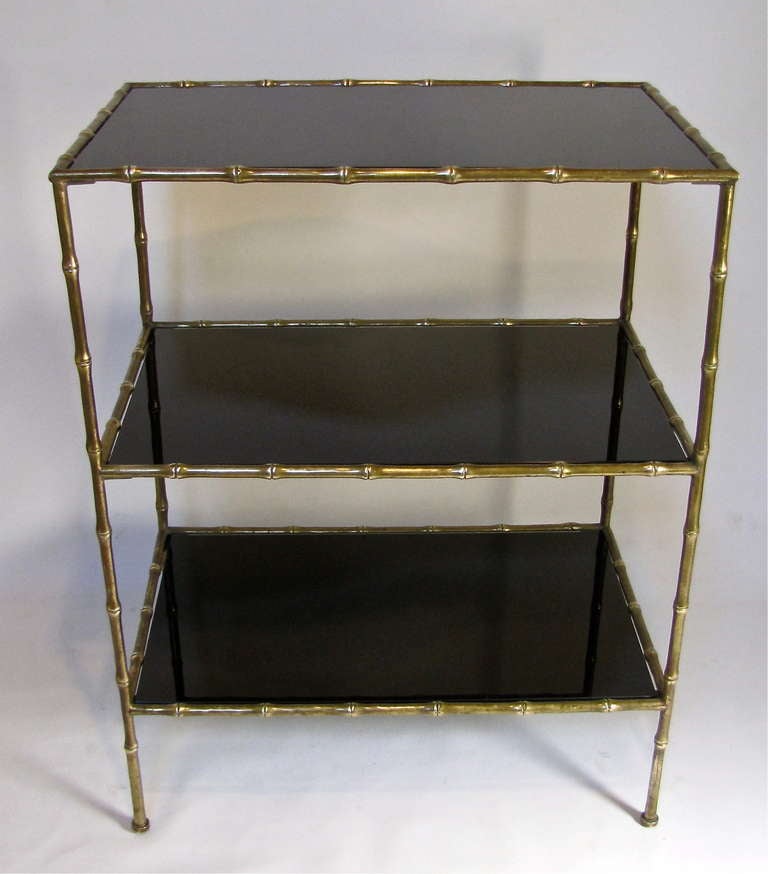 French Bagues Style Faux Bronze Bamboo Side End Table In Excellent Condition In Palm Springs, CA