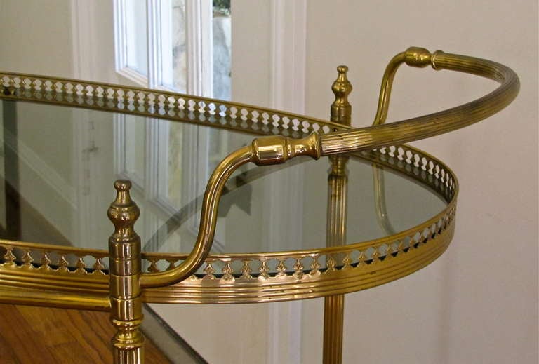Large French Brass Bar Cart In Good Condition In Palm Springs, CA