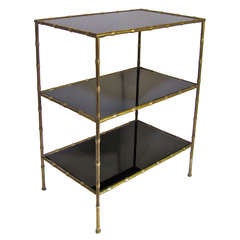 Vintage French Bagues Style Faux Bronze Bamboo Side End Table