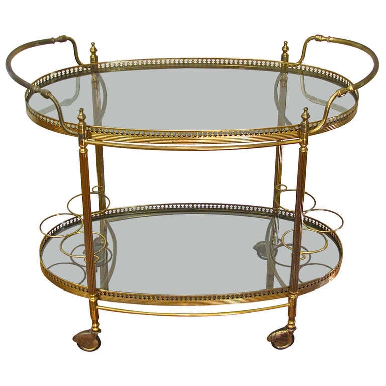 Large French Brass Bar Cart at 1stdibs