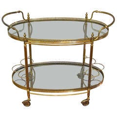 Large French Brass Bar Cart