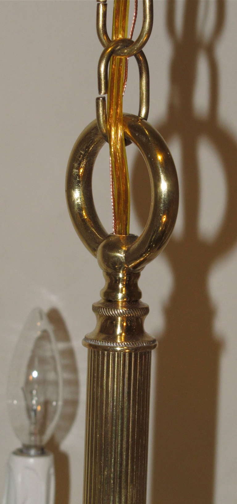 Large French Moderne Brass 10 Light Chandelier 2