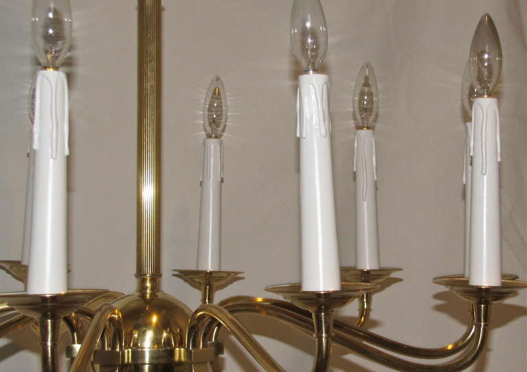 Large French Moderne Brass 10 Light Chandelier 5