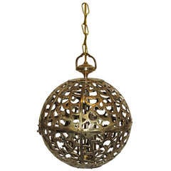 Large Pierced Brass Asian Ceiling Pendant or Chandelier