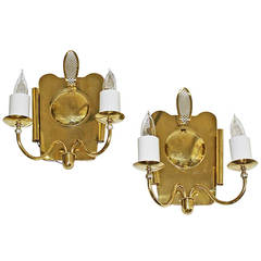 Pair of Italian Moderne Brass Wall Sconces