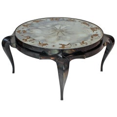 Exceptional Eglomise Zodiac Cocktail Table by Harriton