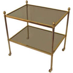 French 2 Tier Brass Side Table