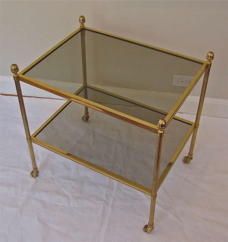 French 2 Tier Brass Side Table