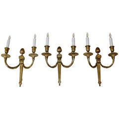 Trio Maison Bagues Bronze Louis XVI Style Sconces 1