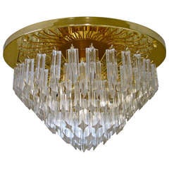 Huge Venini Triedi Murano Glass Prism Flush Mount Chandelier 8