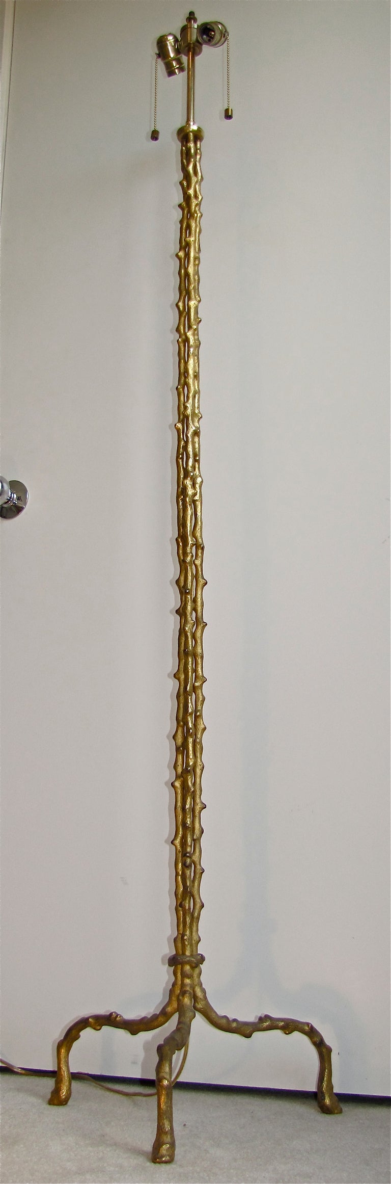 Mid-20th Century Rare Gilt Bronze Organic Branch Floor Lamp Attributed to Felix Agostini