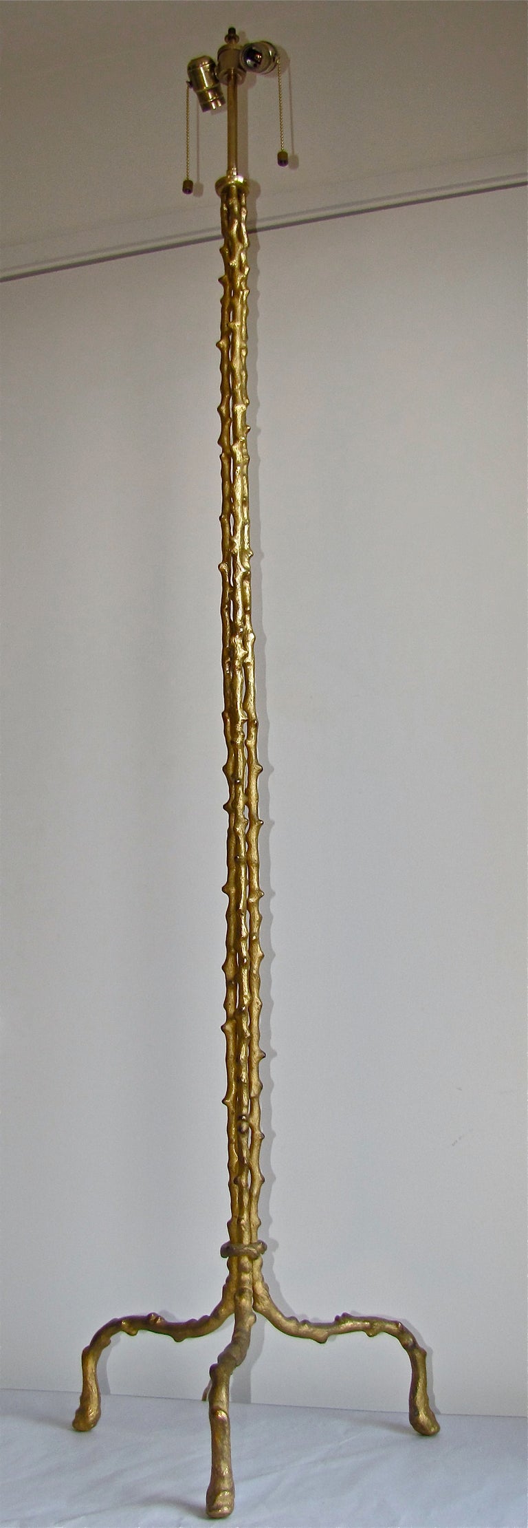 Extremely rare gilt bronze organic branch floor lamp attributed to Felix Agostini. Rewired.