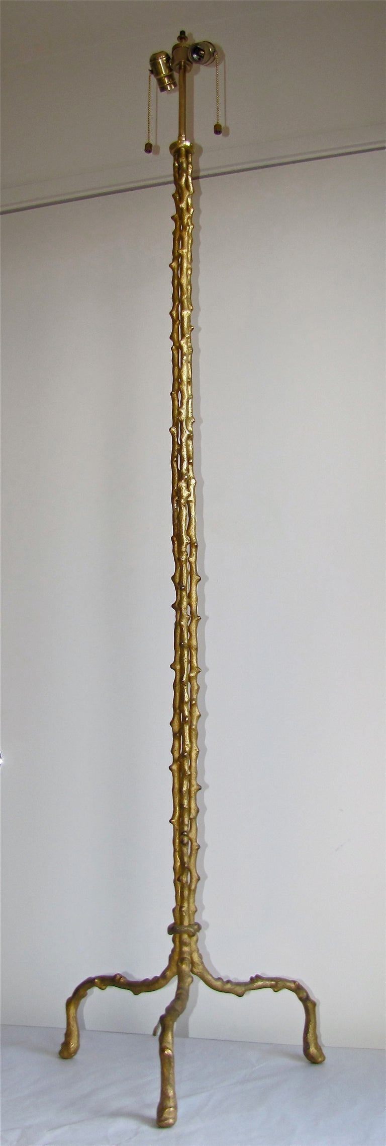 Rare Gilt Bronze Organic Branch Floor Lamp Attributed to Felix Agostini 1