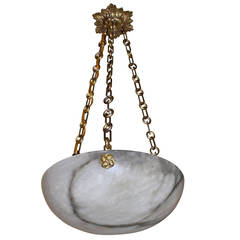 Antique Directoire Style French Alabaster Ceiling Pendant Light