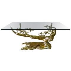 Vintage Rare Tree Form Willy Daro Brass Coffee Cocktail Table