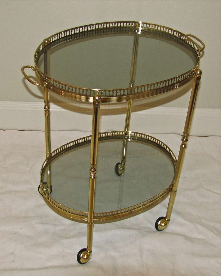French Brass 2 Tier Bar Cart or Side Table