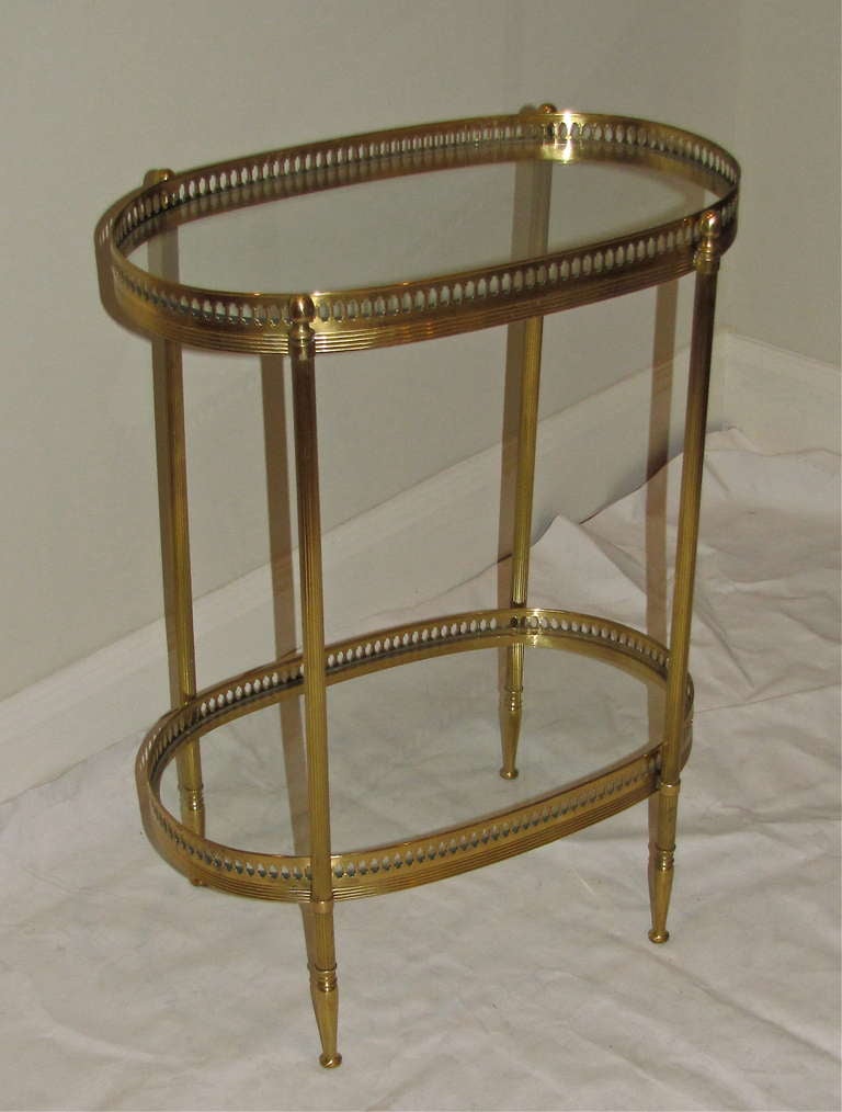 French Brass 2 Tier Side End Table In Good Condition In Palm Springs, CA