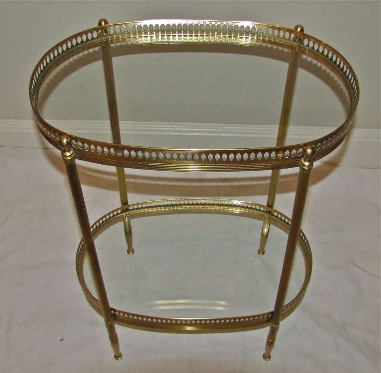 Mid-20th Century French Brass 2 Tier Side End Table