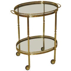 French Brass 2 Tier Bar Cart or Side Table