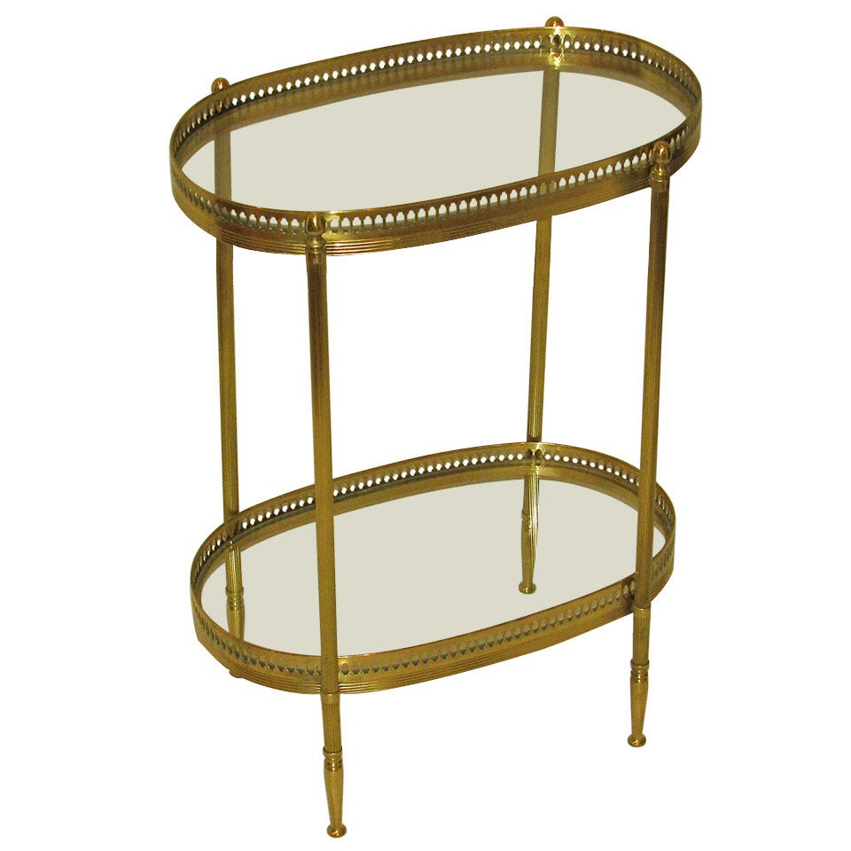 French Brass 2 Tier Side End Table