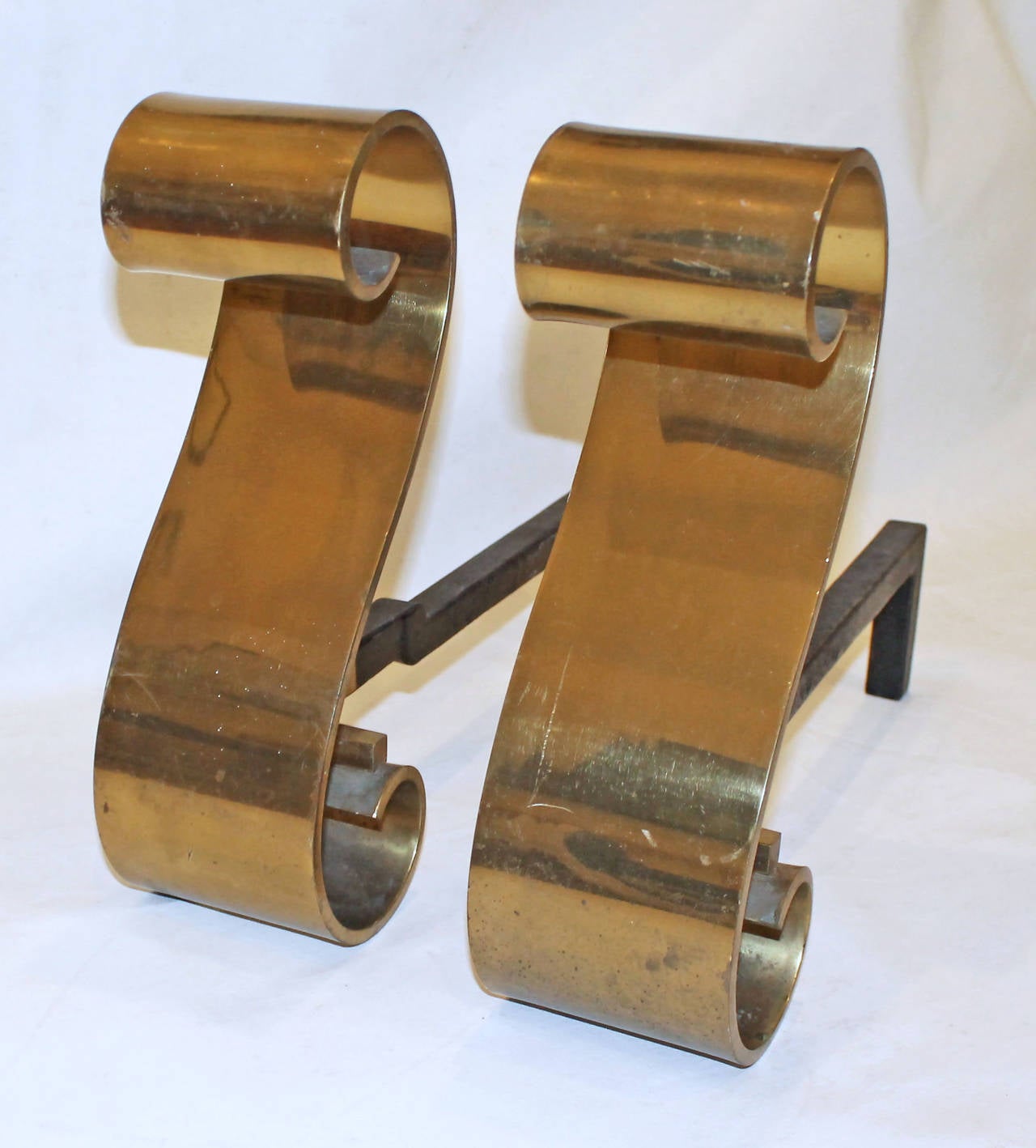 Distinctive pair of heavy thick bronze or brass 