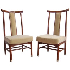 Pair Asian Modern Chairs Sabot feet