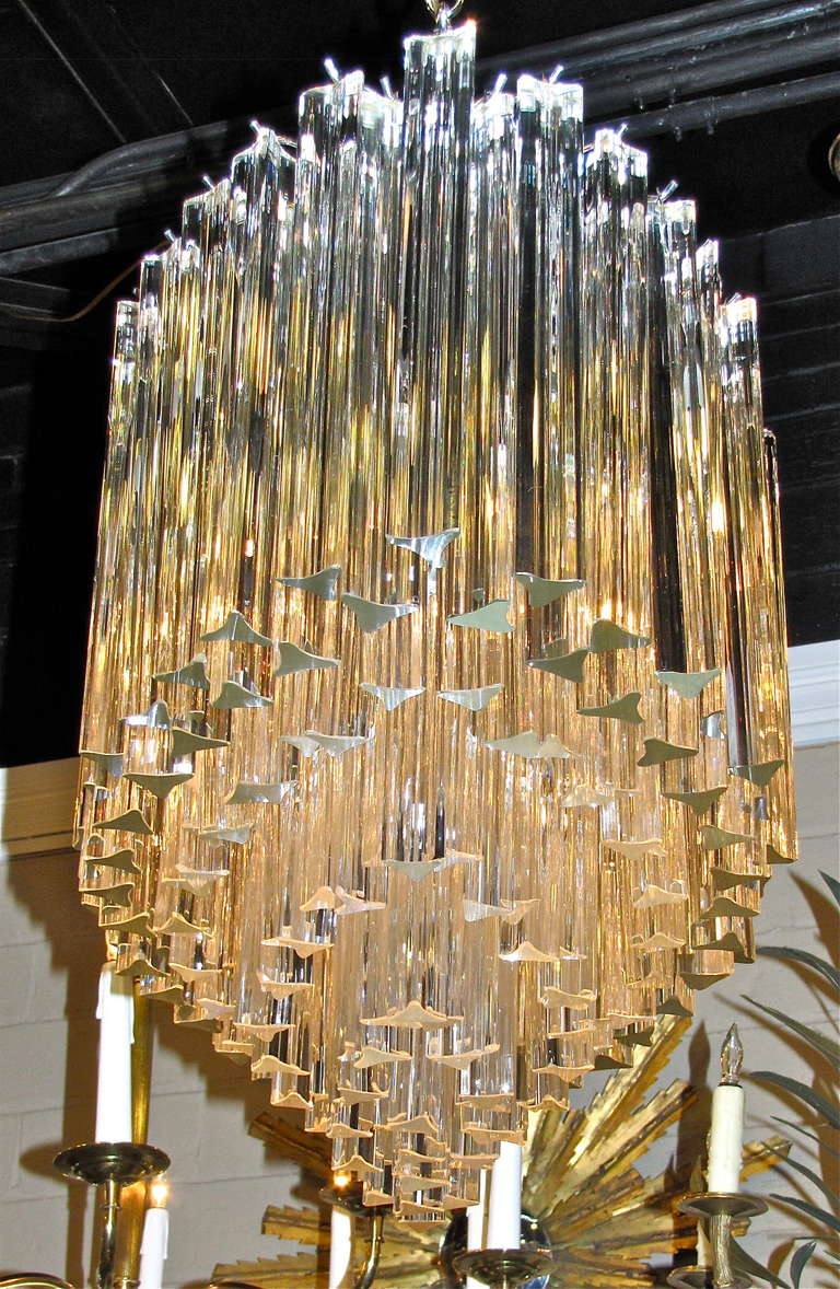 Huge Oval Venini Italian Triedi Crystal Prism Chandelier 2